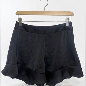 Aritzia Wilfred Black Ruffle Satin flowy Shorts